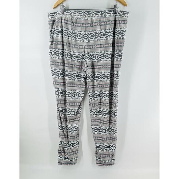 Jane & Bleecker Cozy Soft Lounge Pajama Pants Aztec Geometric Gray Pink DD18 - Picture 2 of 10